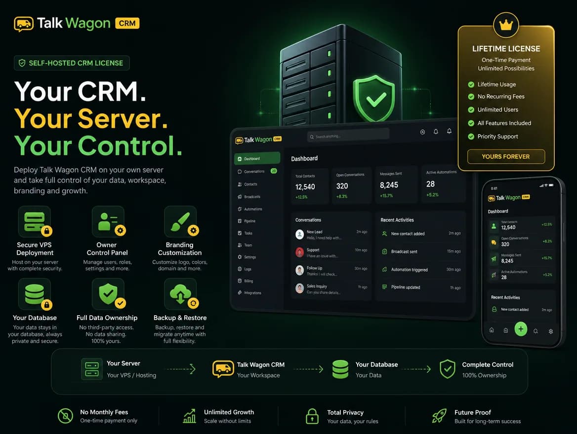 Self-hosted branded WhatsApp CRM setup